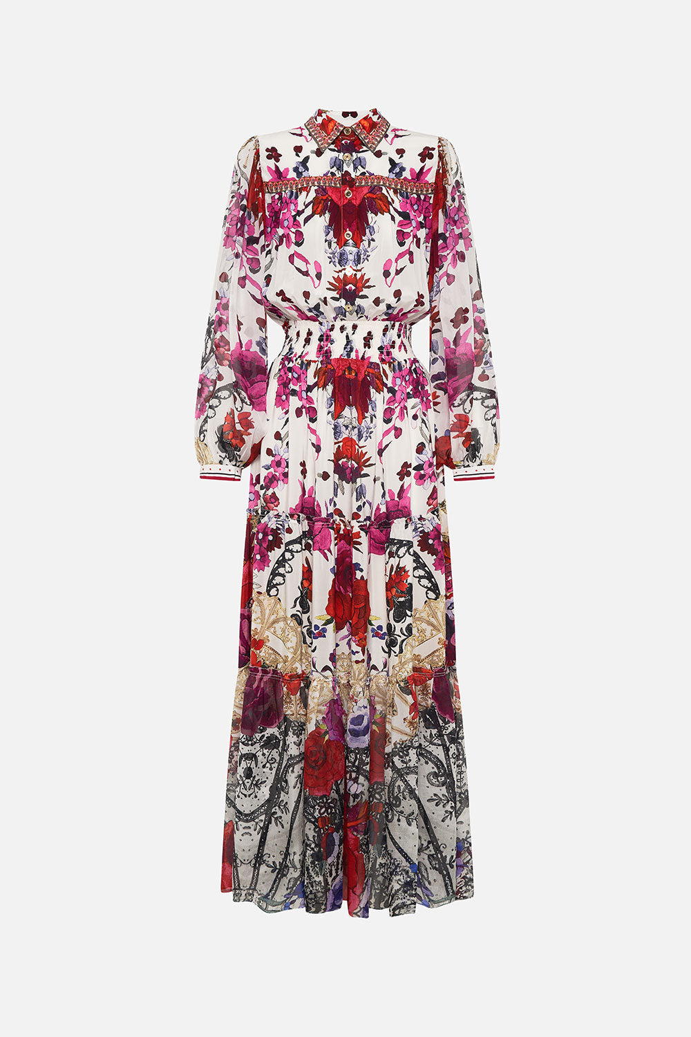 BUTTON THROUGH TIERED DRESS REIGN OF ROSES