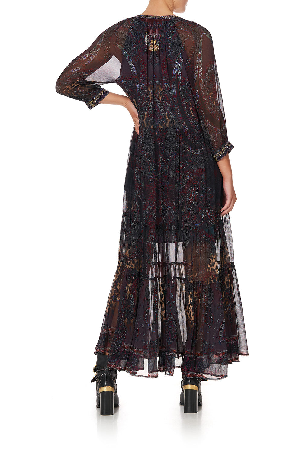 LONG GATHERED PANEL DRESS THE SMOKING LOUNGE