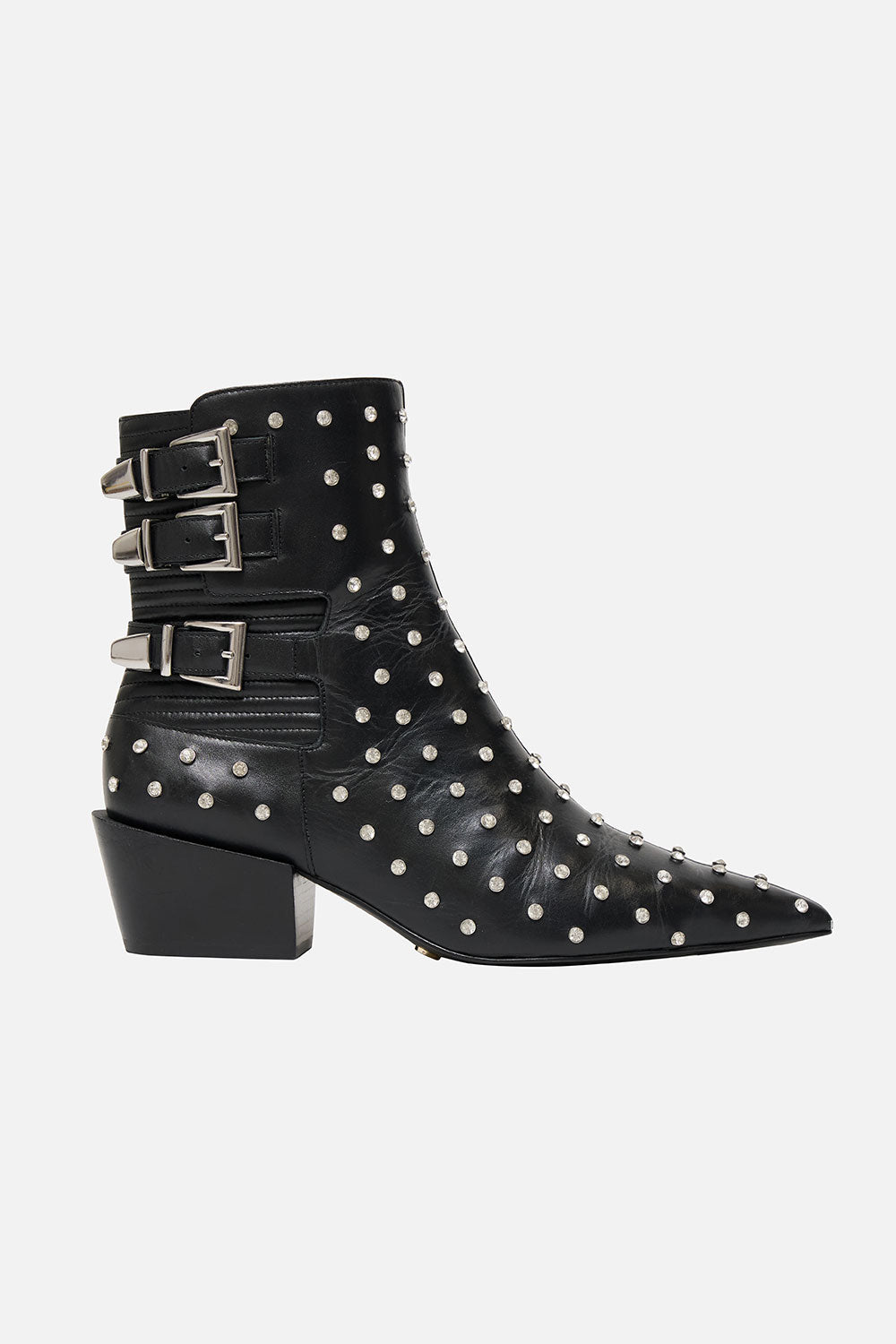 LOW HEEL BUCKLE BOOT SOLID BLACK
