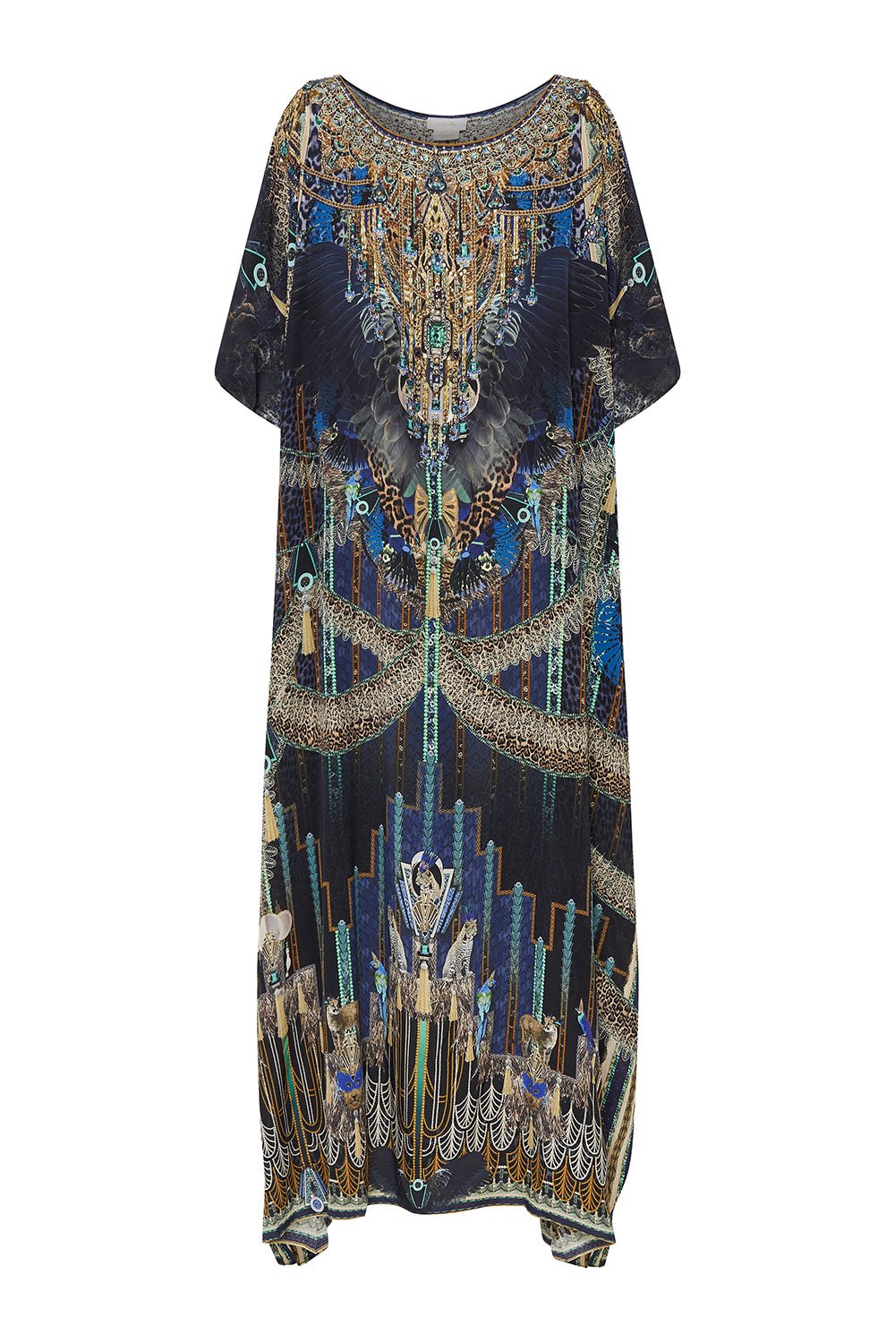 ROUND NECK KAFTAN DRIPPING IN DECO