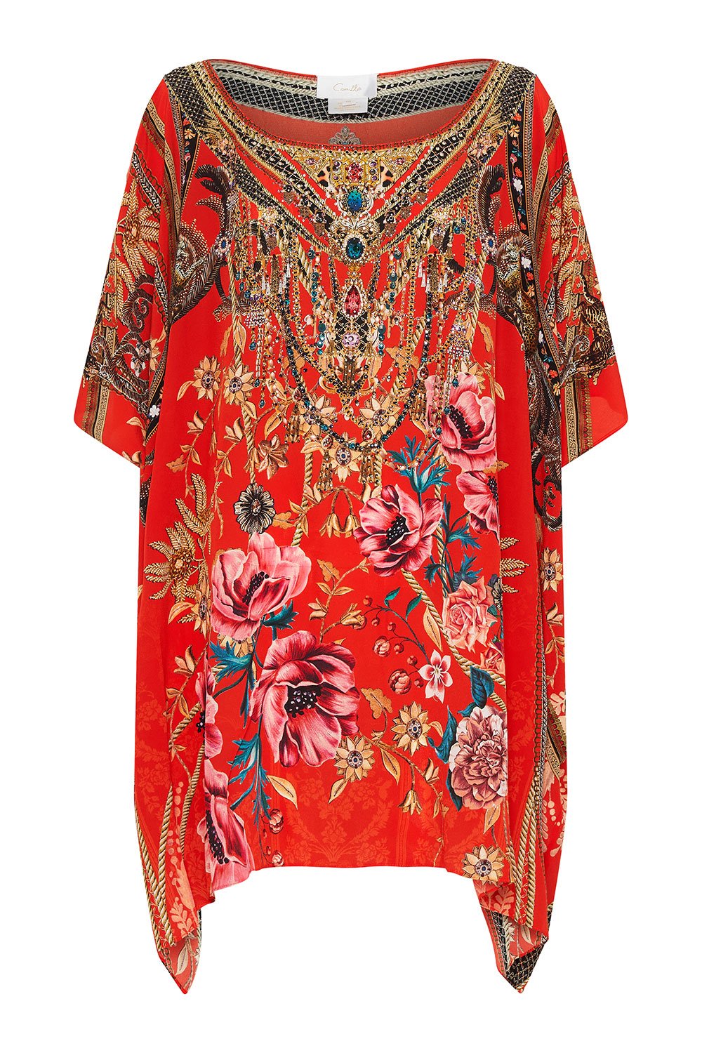 SHORT ROUND NECK KAFTAN AND THE QUEEN WORE RED