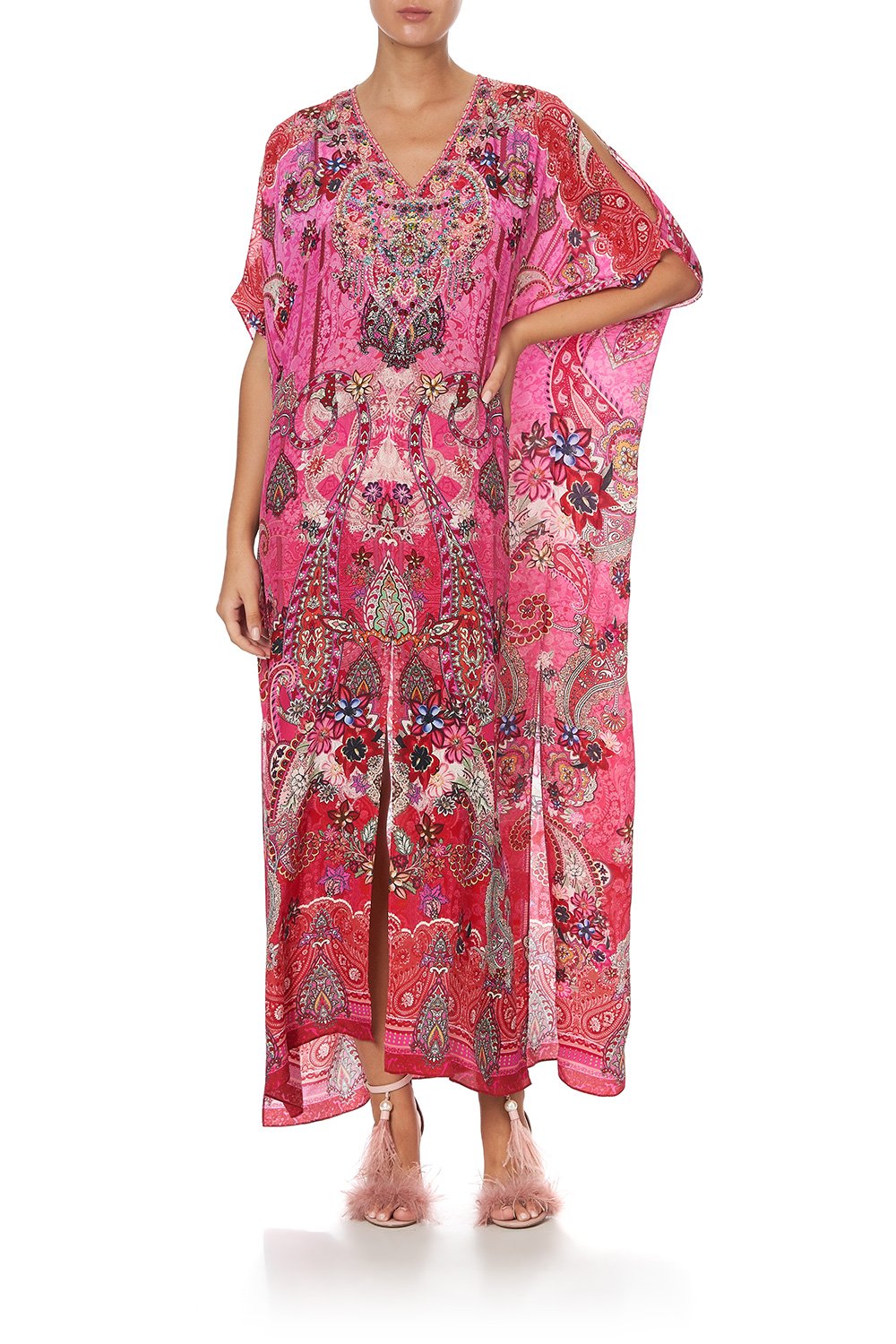 SLIM FIT KAFTAN WITH SPLIT PALISADES PAISLEY