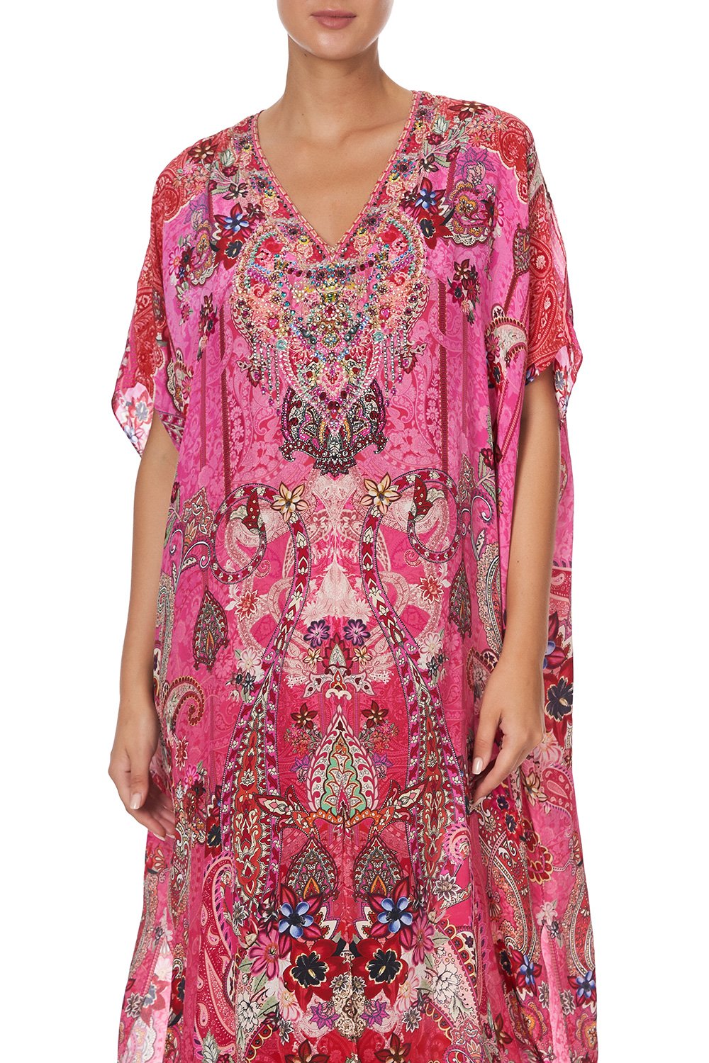 SLIM FIT KAFTAN WITH SPLIT PALISADES PAISLEY