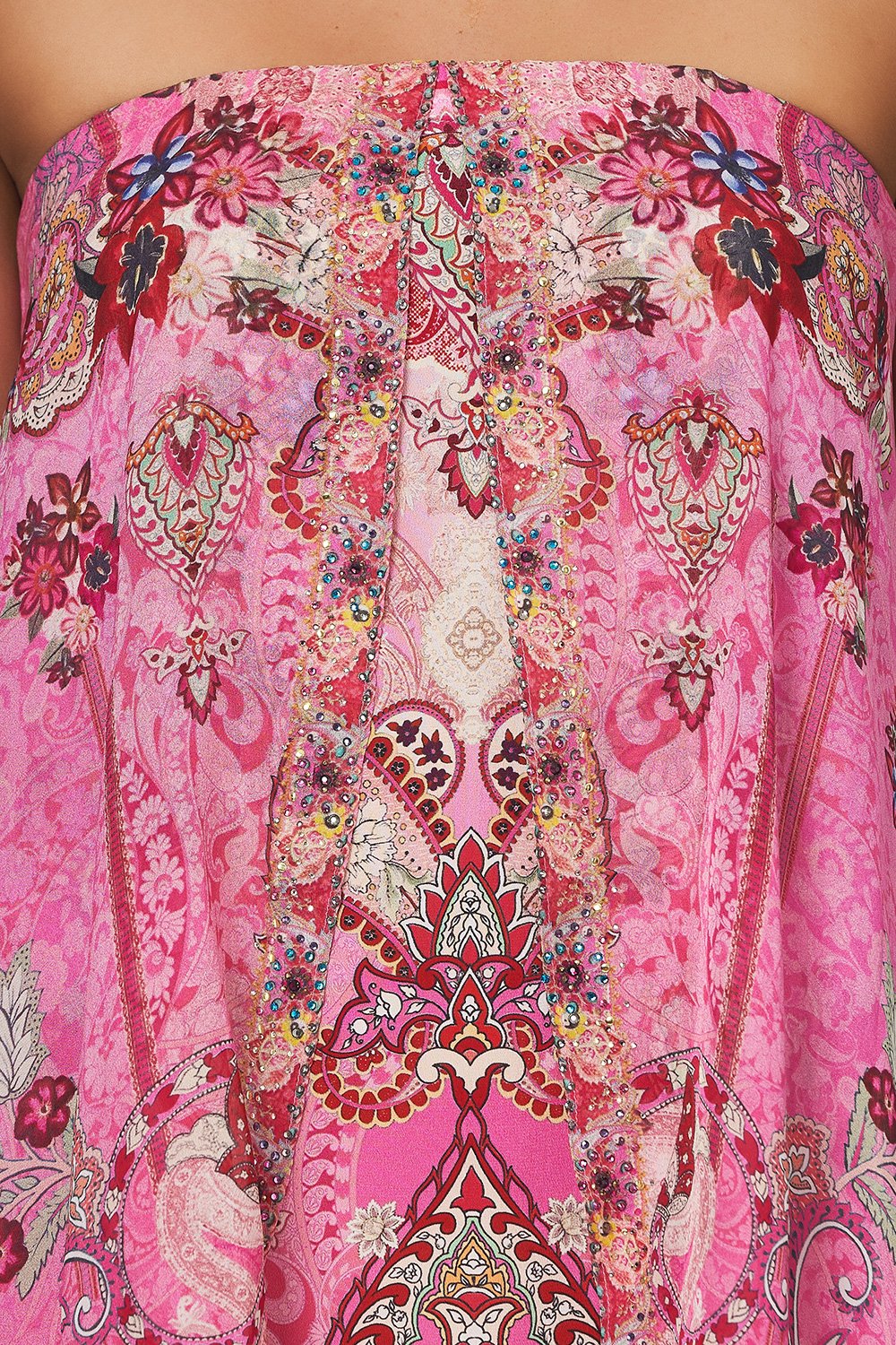 STRAPLESS OVERLAYER DRESS PALISADES PAISLEY