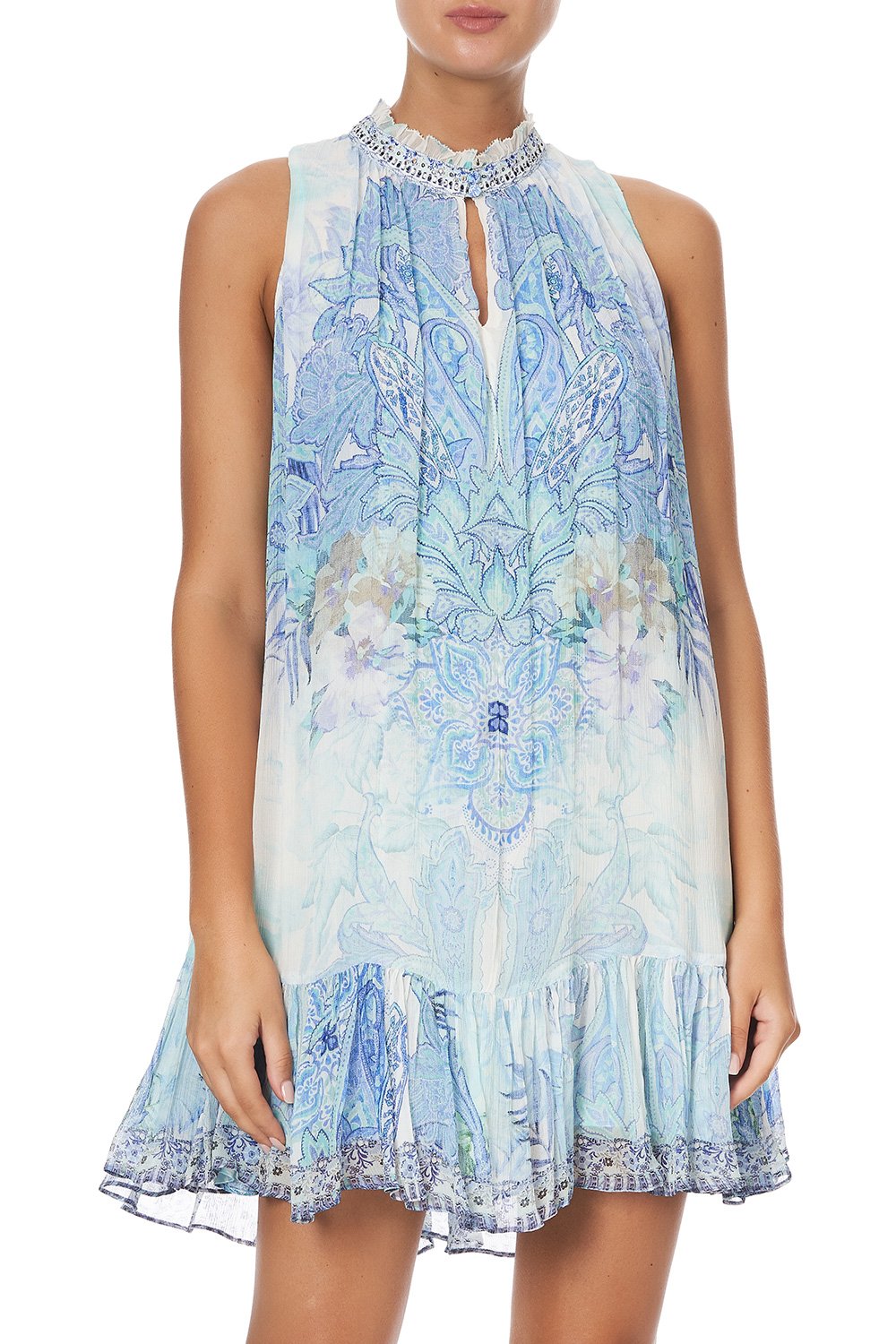 HIGH NECK RUFFLE DRESS CALI DREAMING