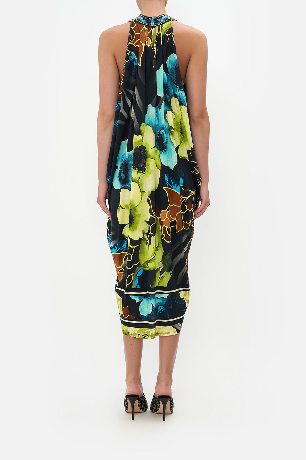 SIDE COWL JERSEY DRESS POPPY DIVINE