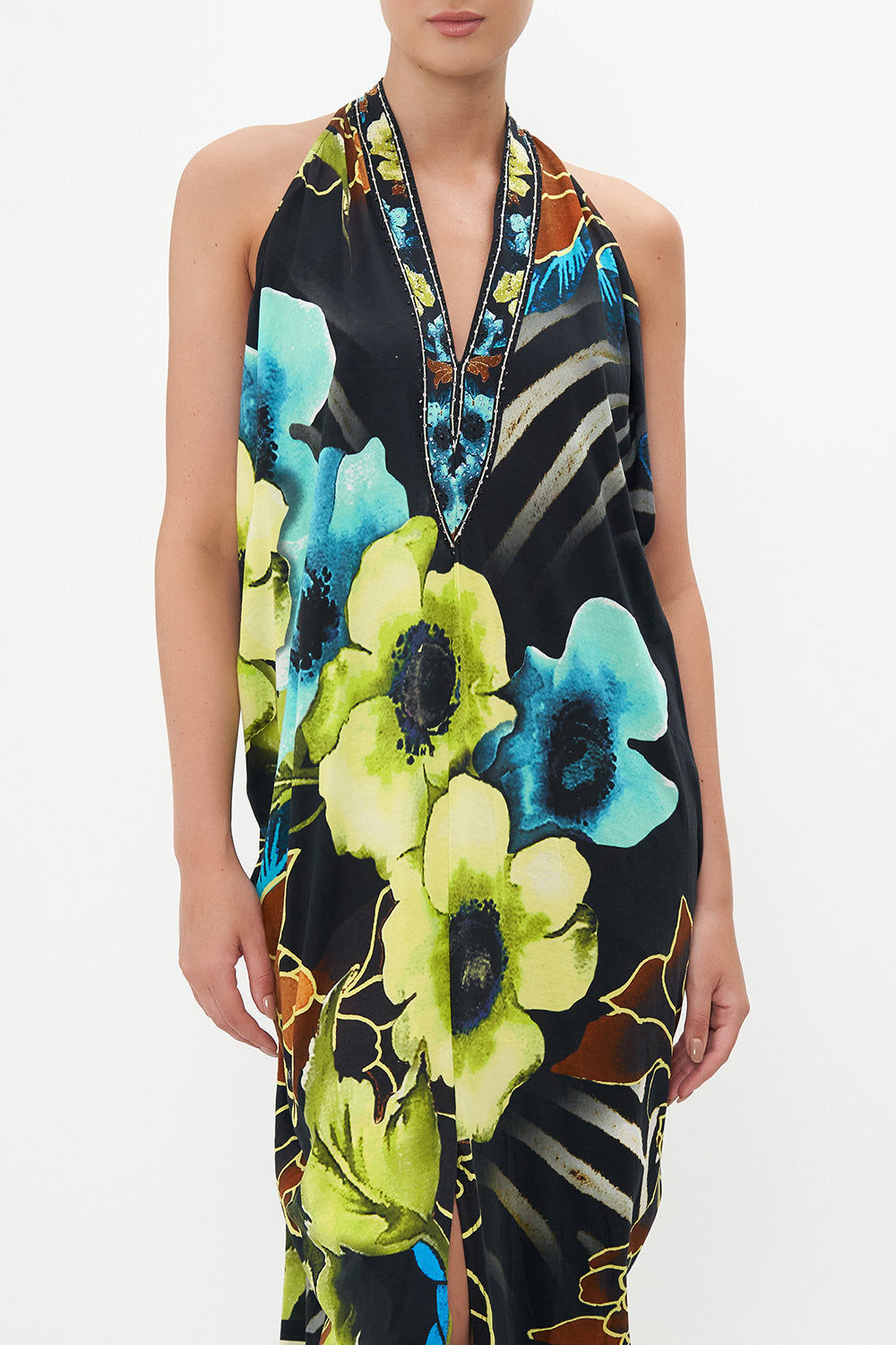 SIDE COWL JERSEY DRESS POPPY DIVINE