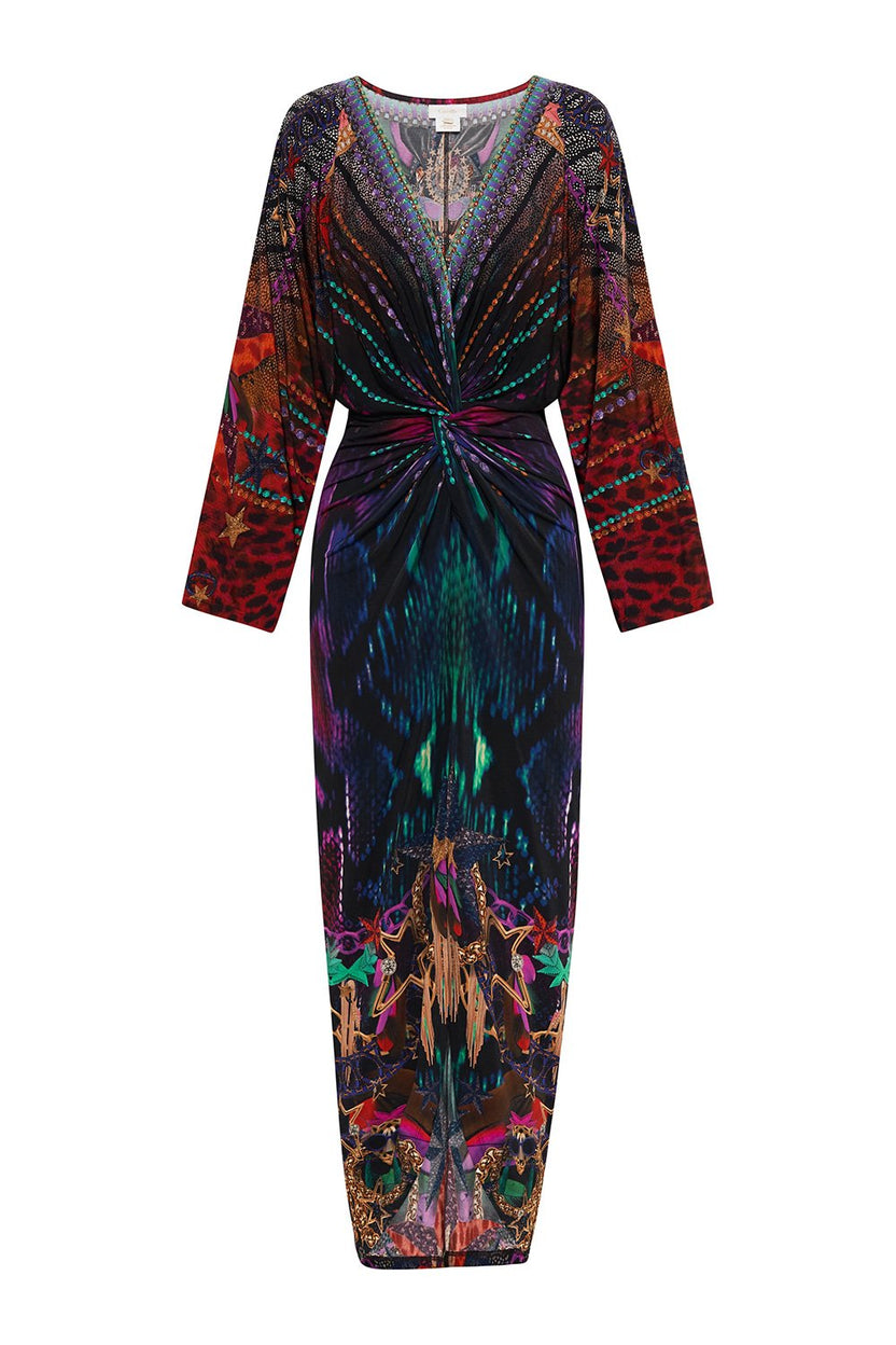LONG SPLIT FRONT TWIST DRESS ROCKSTAR ROYALTY