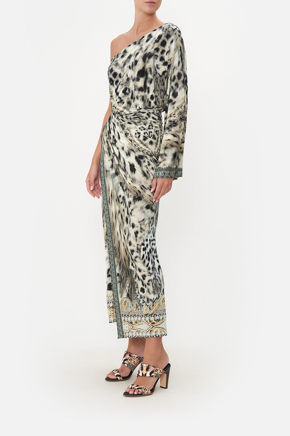 ONE SHOULDER JERSEY DRESS SNOW WHISPERS