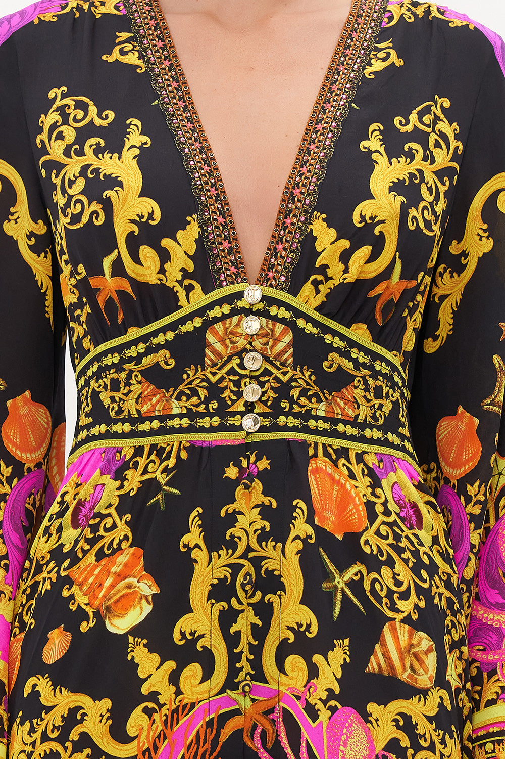 KIMONO SLEEVE DRESS WITH SHIRRING DETAIL OCTOPIA