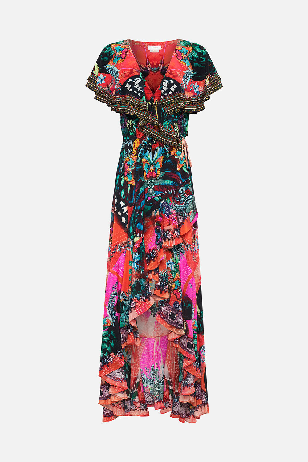 FRILL SLEEVE LONG DRESS IN A FLUTTER