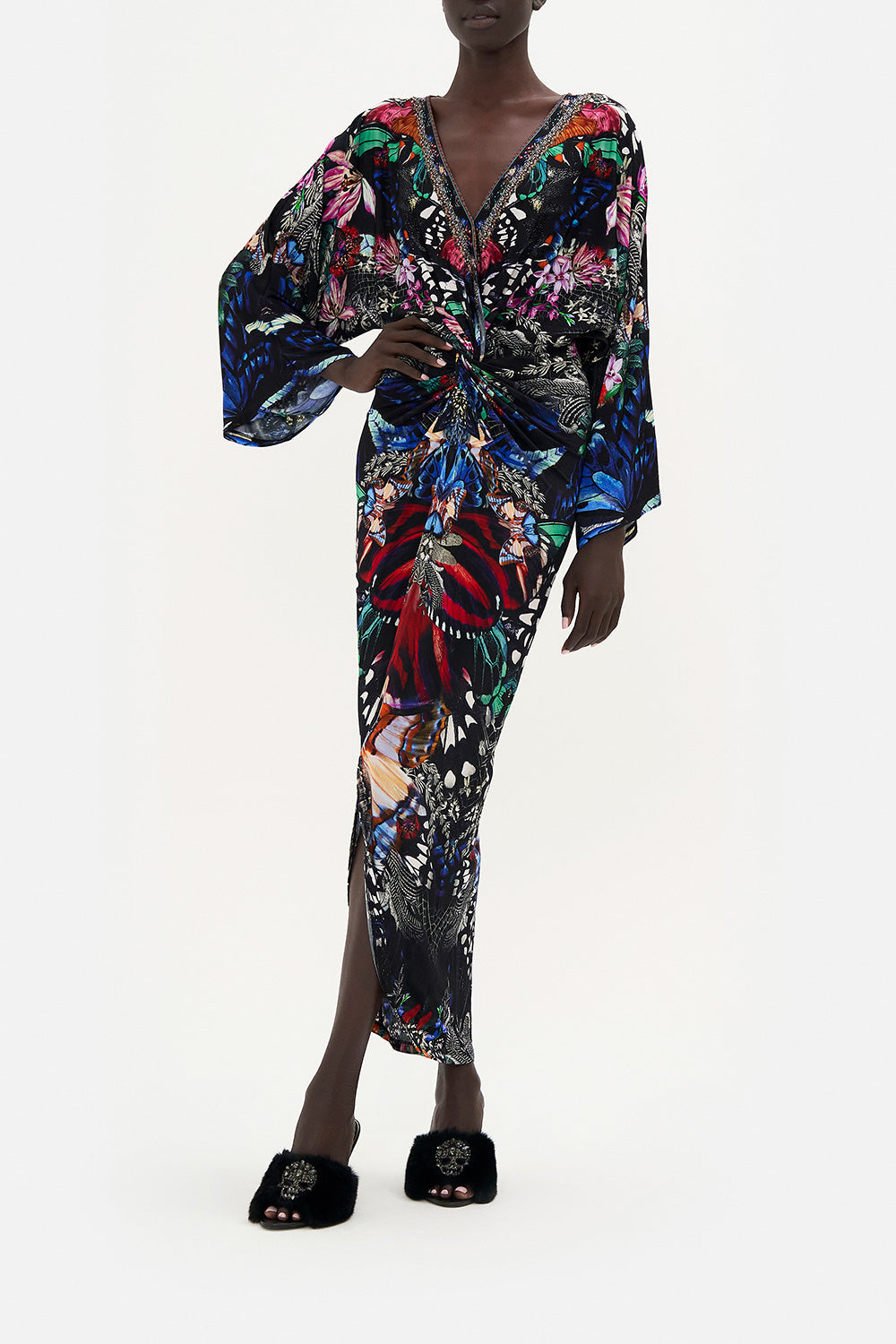 LONG SPLIT FRONT TWIST DRESS FLUTTER BY