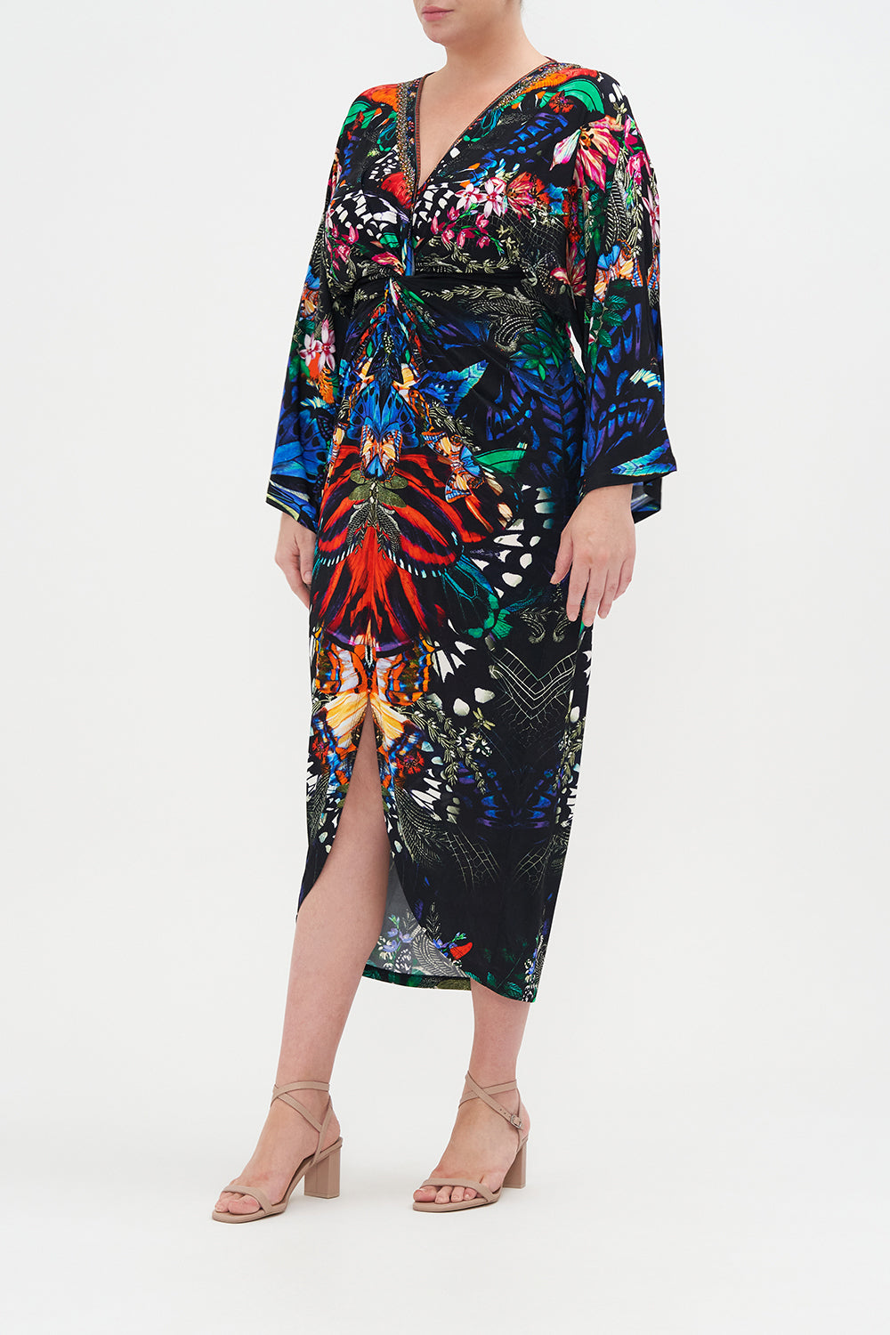 LONG SPLIT FRONT TWIST DRESS FLUTTER BY