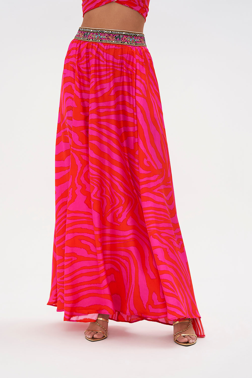 FULL SKIRT WITH GATHERED FRONT PANEL ZEBRA ZONE