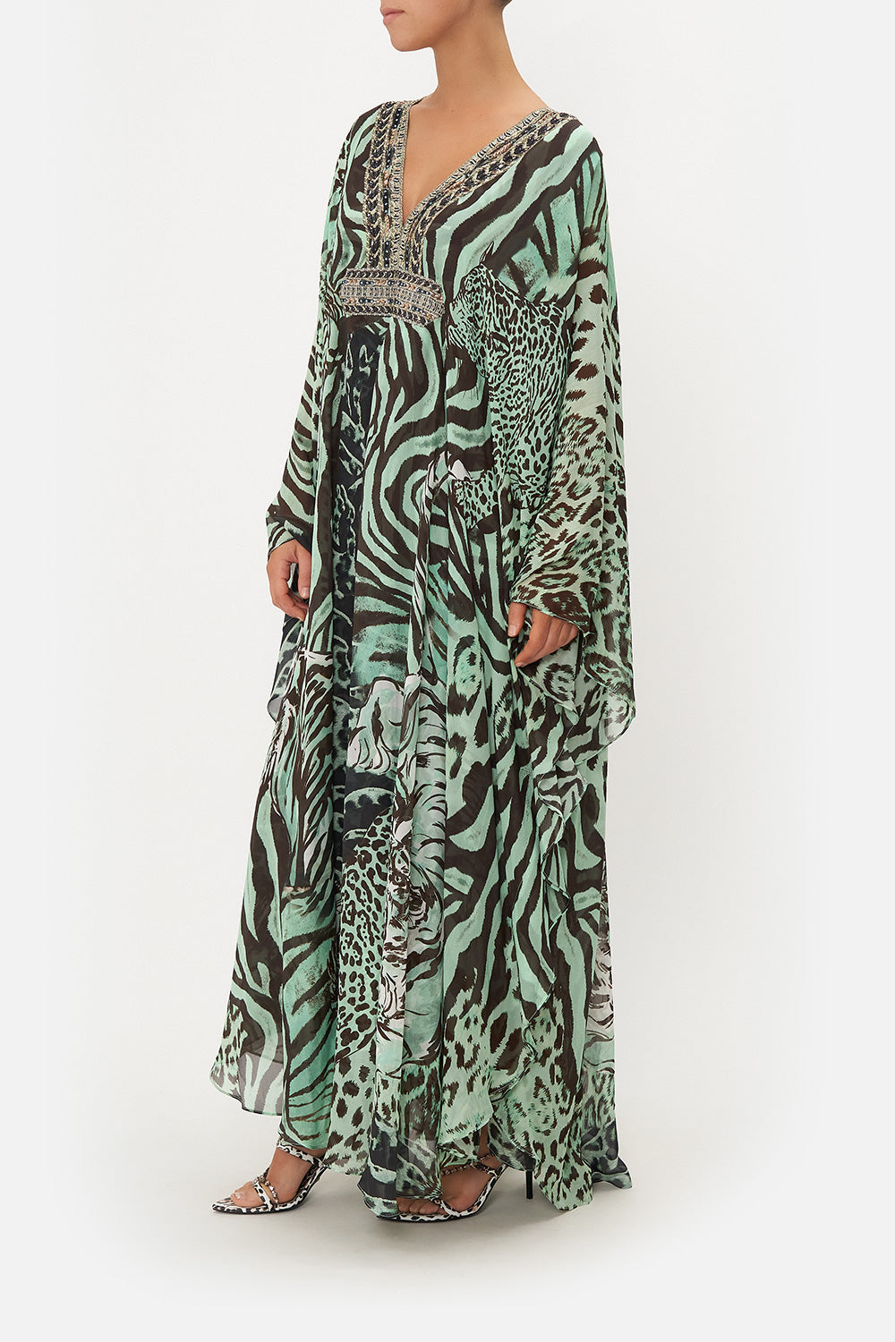 BELTED KAFTAN WITH ARM DETAIL LEOPARD LORE