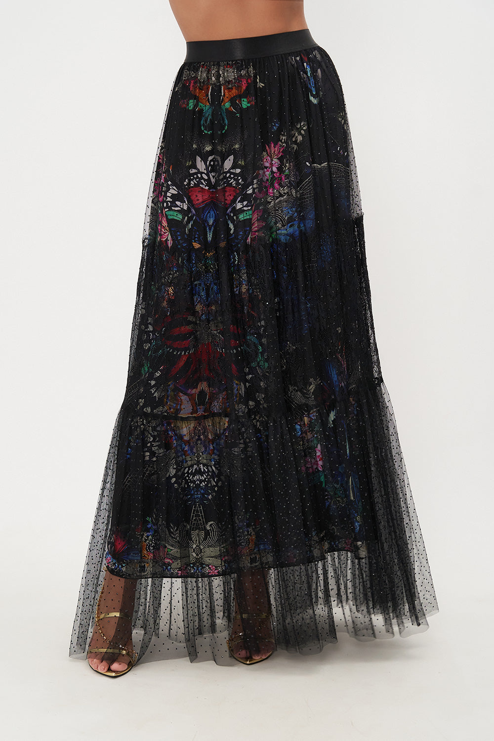 WAISTBAND RUFFLE HEM SKIRT FLUTTER BY