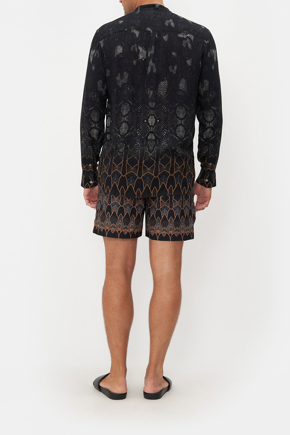 LONG SLEEVE MANDARIN COLLAR SHIRT WILD HORSES