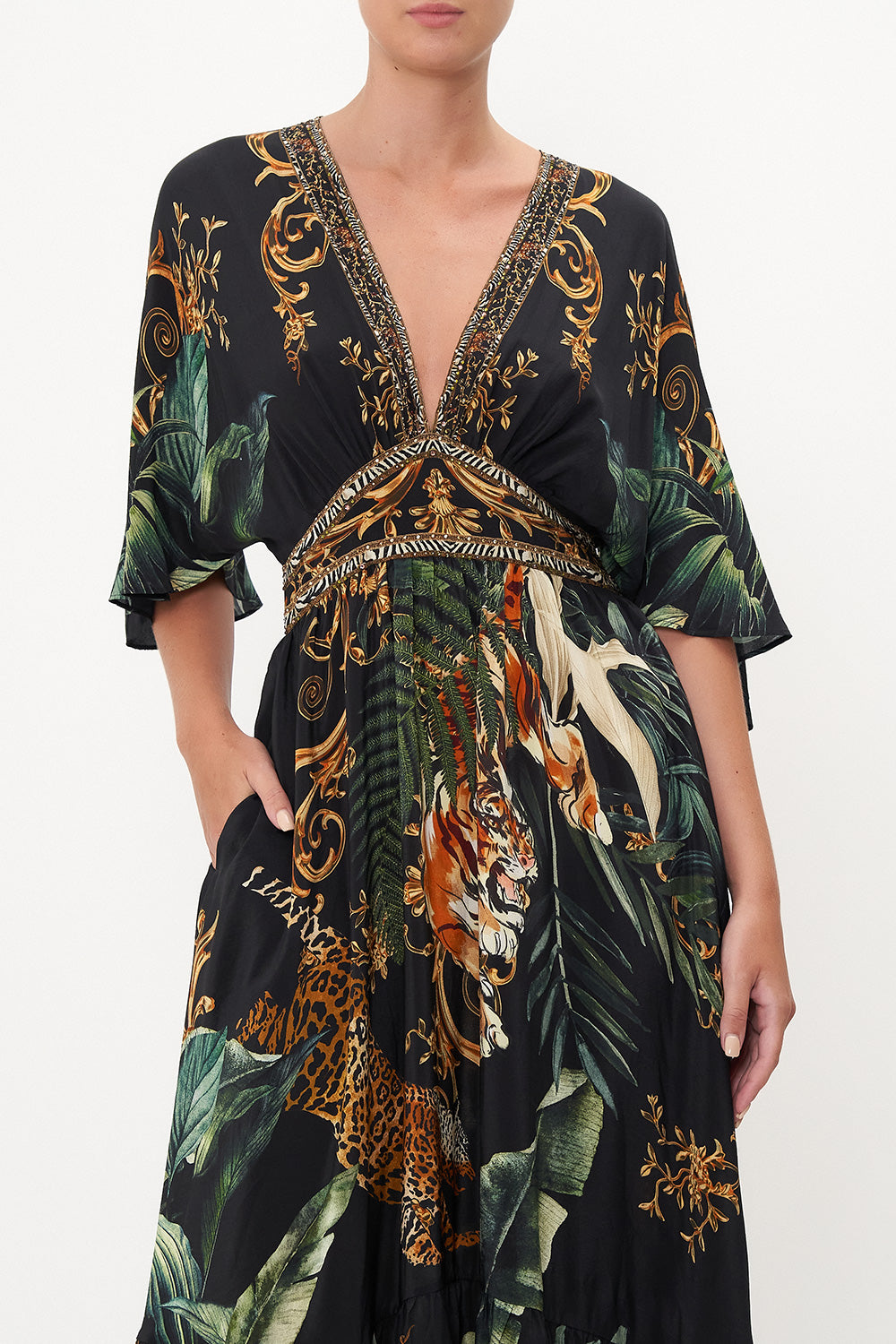 WAISTED DRESS WITH HEM RUFFLE EASY TIGER