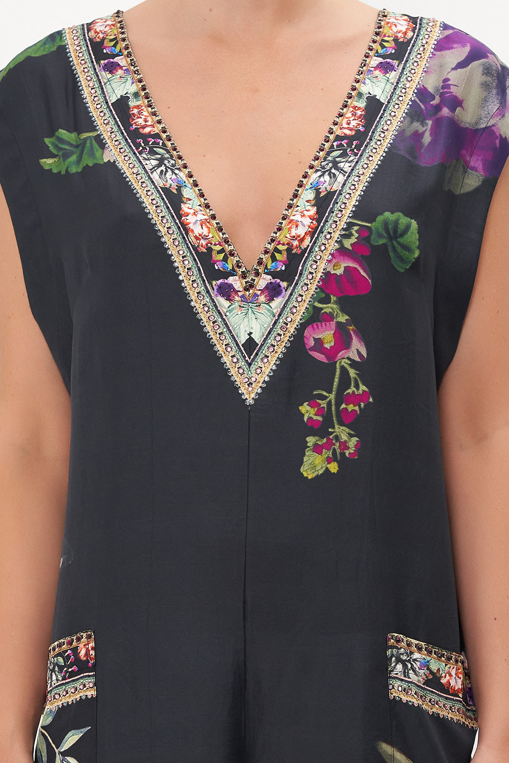 V NECK JUMPSUIT WITH PATCH POCKETS PARADISO PLACE