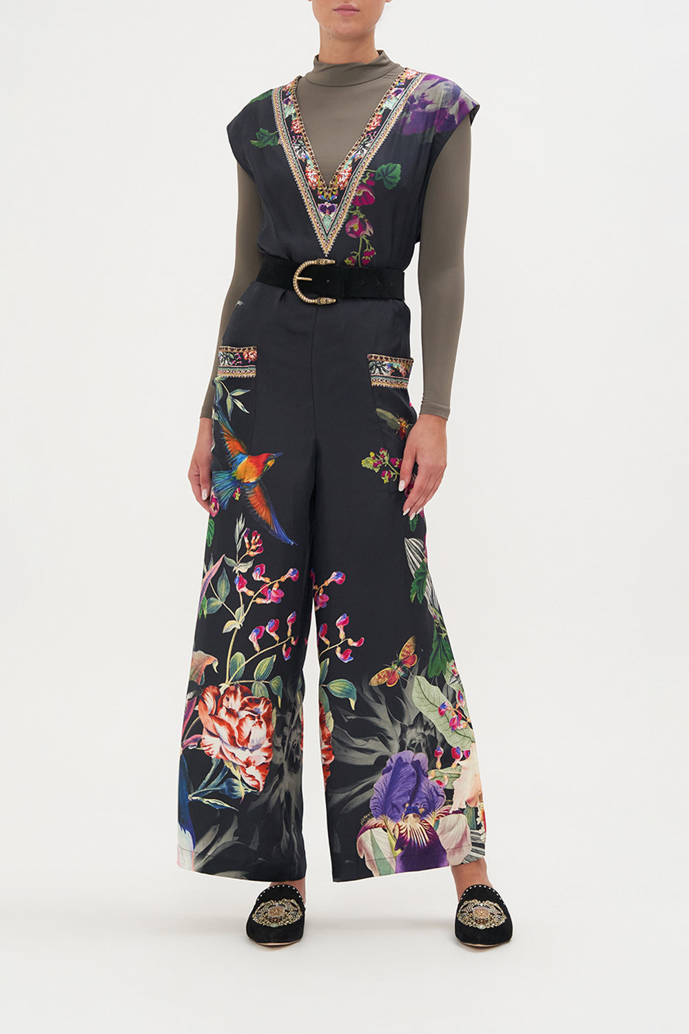 V NECK JUMPSUIT WITH PATCH POCKETS PARADISO PLACE