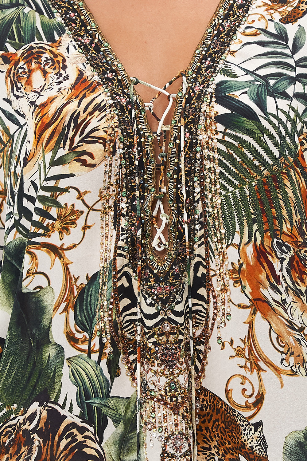 SHORT LACE UP KAFTAN TIGER TRAP