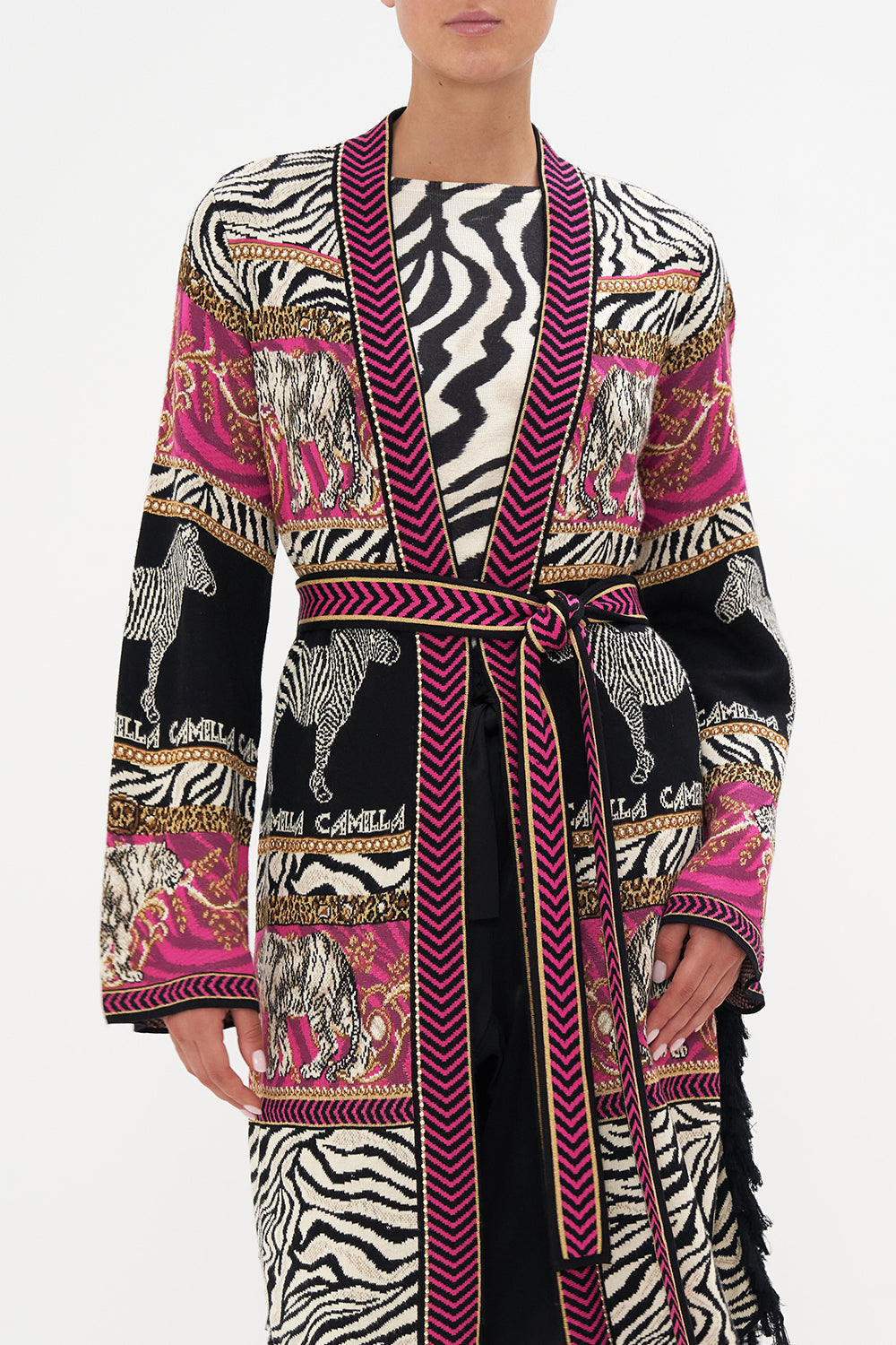 KNIT JACQUARD JACKET WITH FRINGING EARN YOUR STRIPES