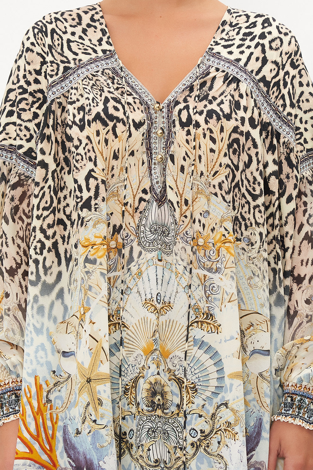 BLOUSON BLOUSE WITH NECK TIE SEAHORSE SONNET