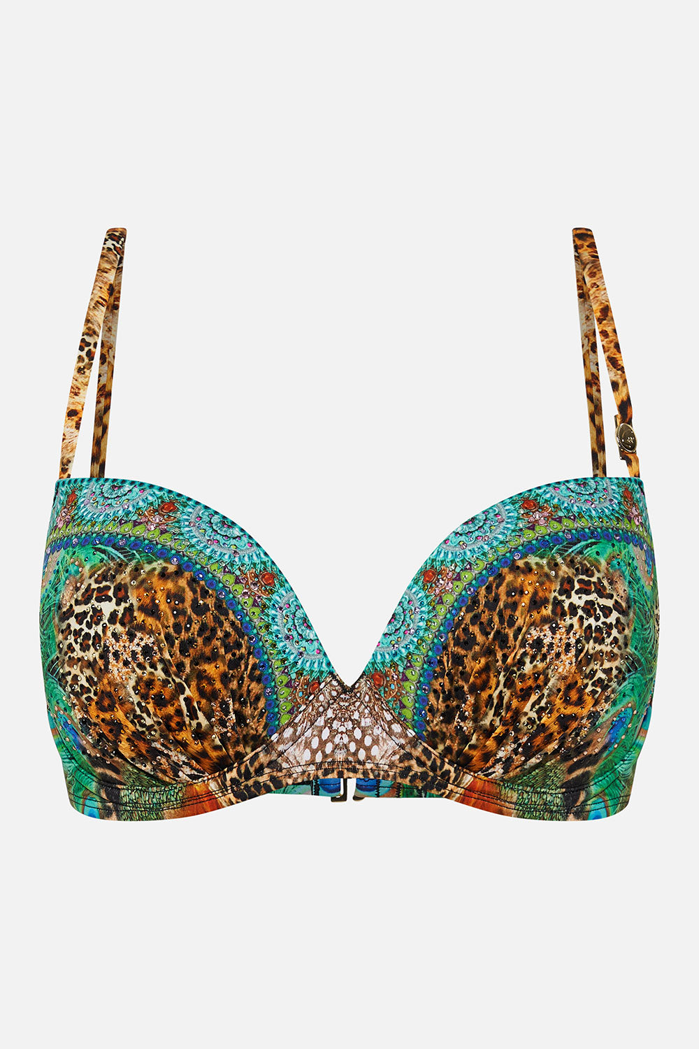 EMBELLISHED MOULDED PLUNGE BRA SURREALIST XANADU