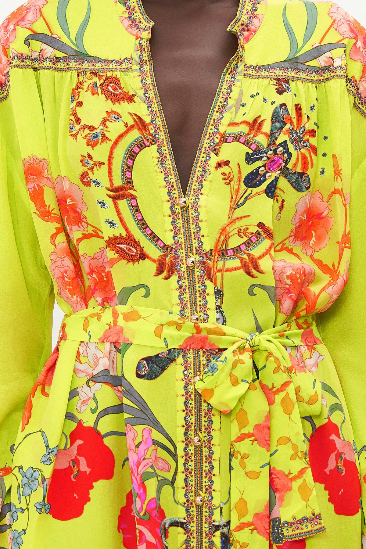 BLOUSON SLEEVE MIDI DRESS PEACOCK PROUD