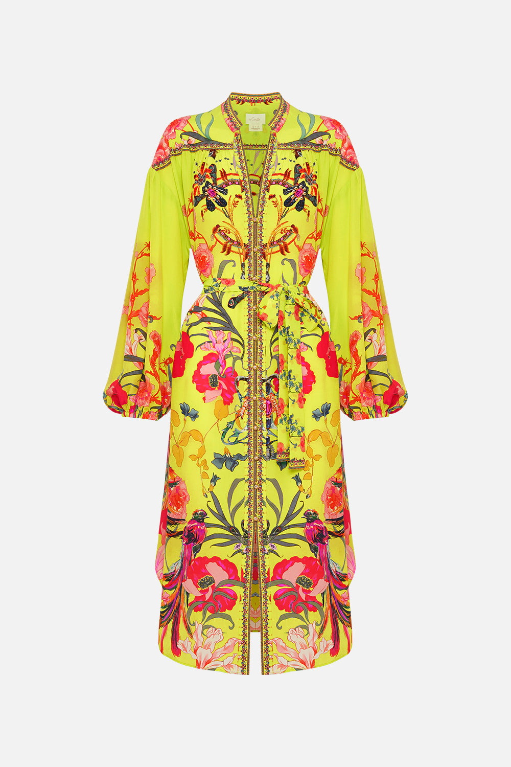 BLOUSON SLEEVE MIDI DRESS PEACOCK PROUD