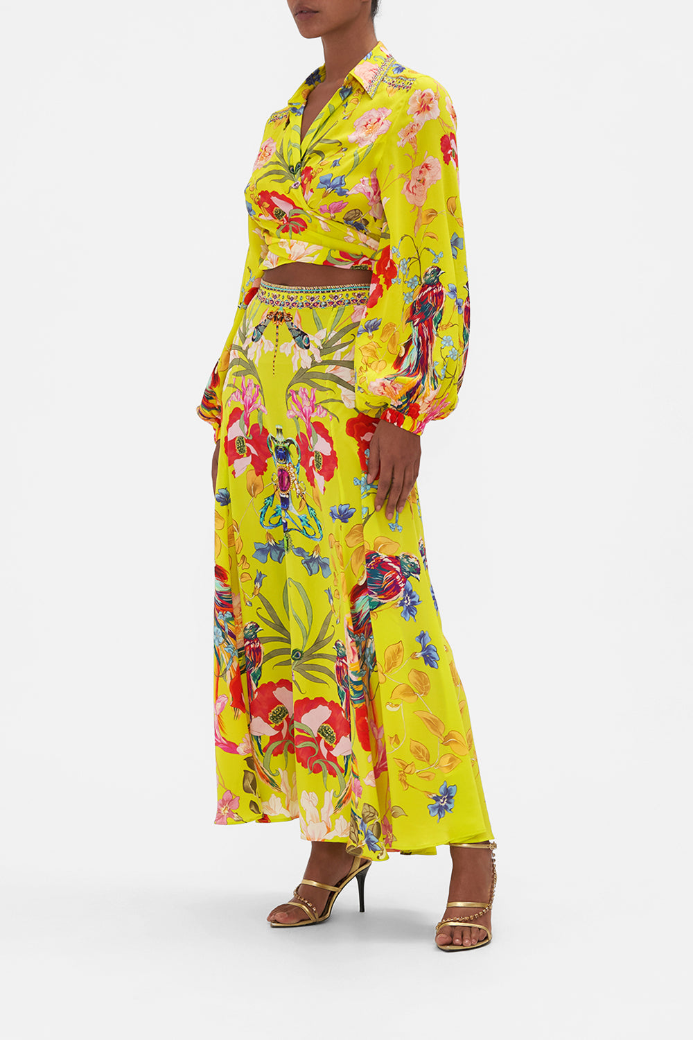 CROPPED WRAP SHIRT PEACOCK PROUD