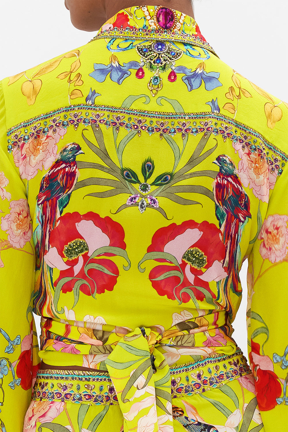 CROPPED WRAP SHIRT PEACOCK PROUD