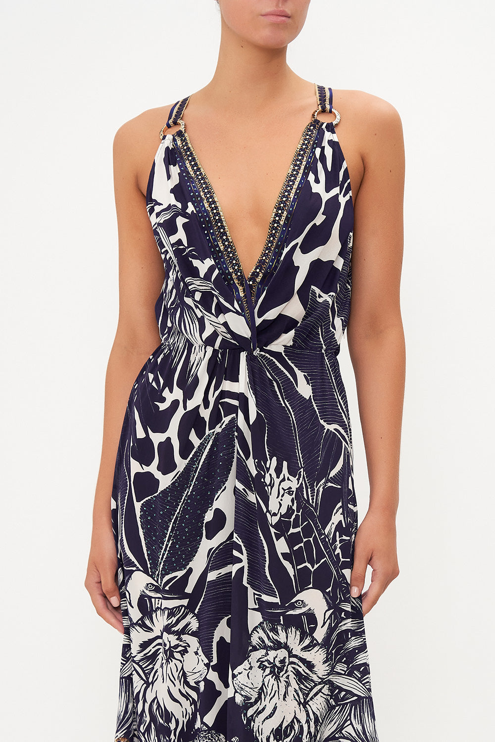 TWIST FRONT DRESS WITH HARDWARE WHERES YOUR HEAD AT