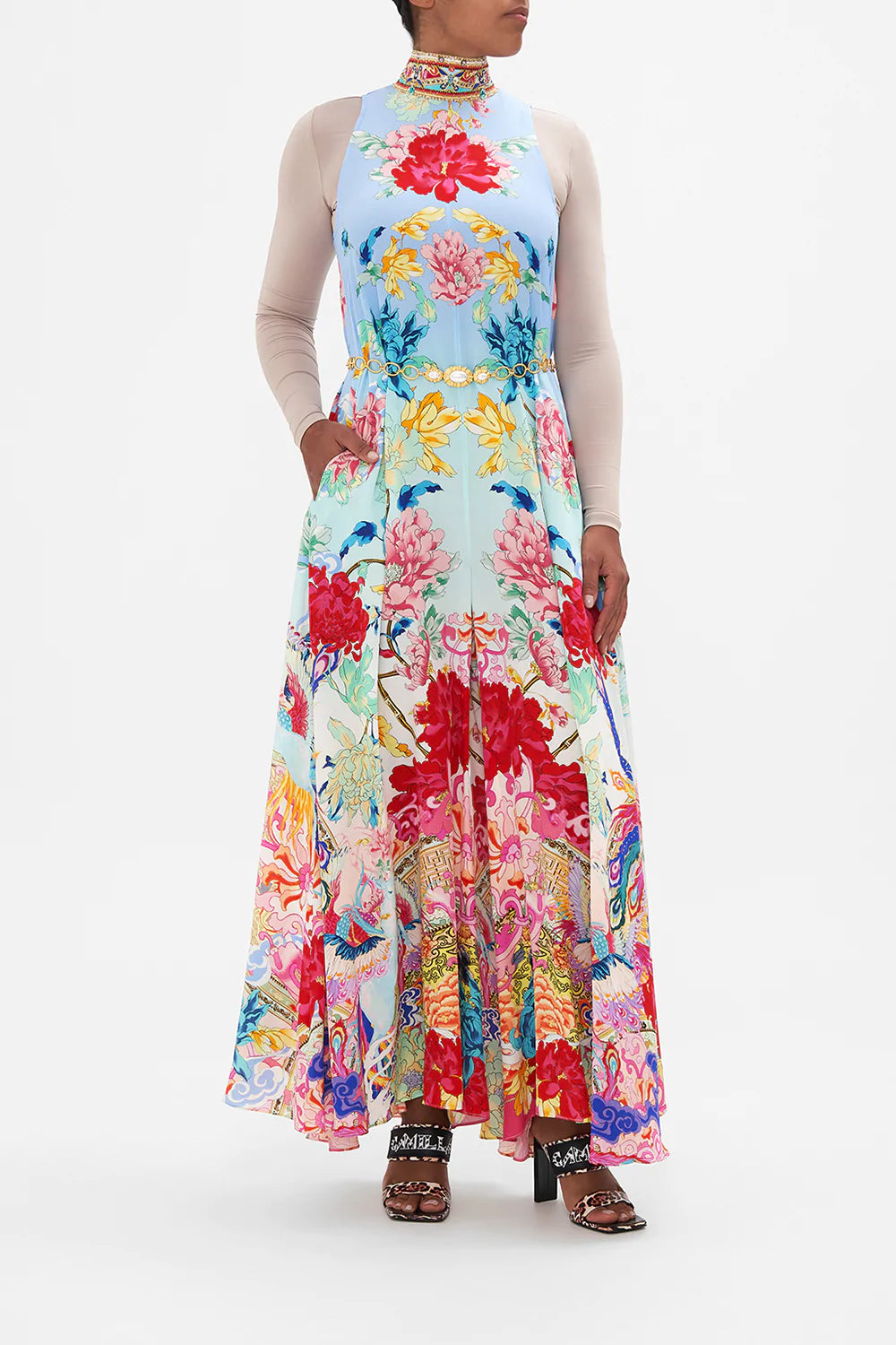 HIGH NECK FLARED JUMPSUIT GO STAG