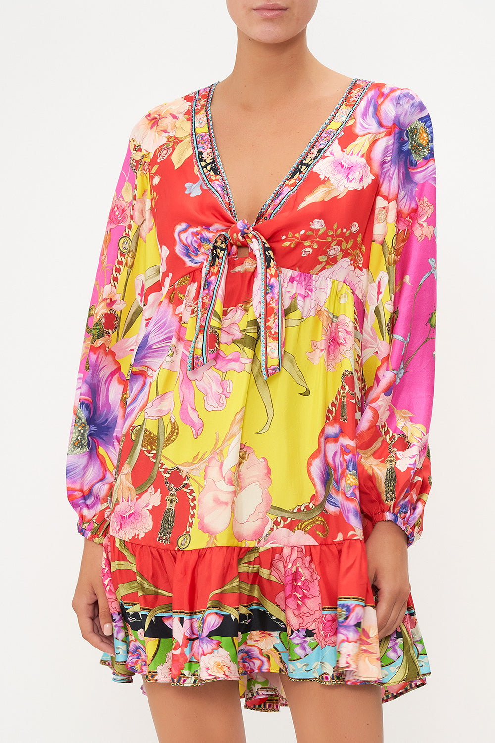 SHORT TIE FRONT BLOUSON DRESS THE BEETLES