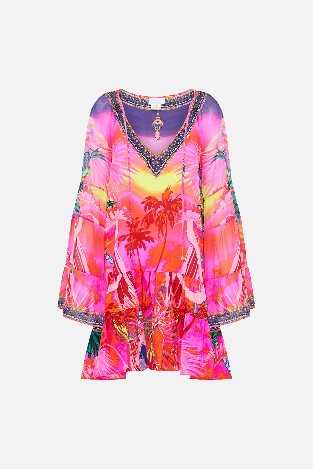 A-LINE GATHERED PANEL DRESS FLIGHT OF THE FLAMINGO