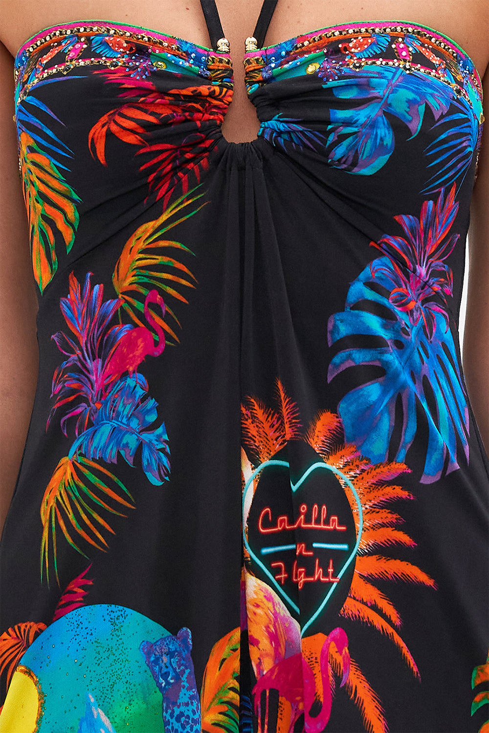 DRAPED PANT JUMPSUIT WITH HARDWARE NEUGHTY NEON