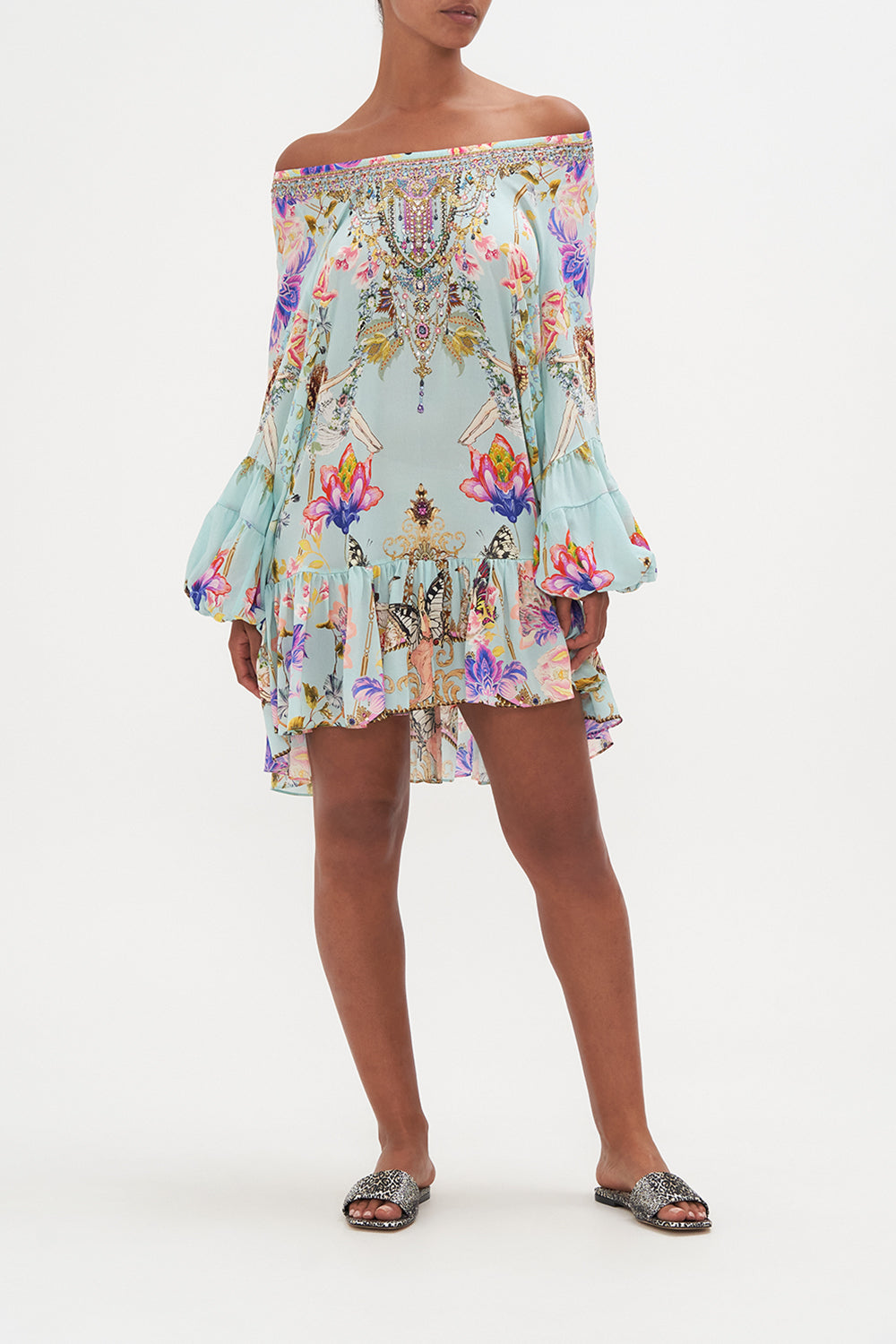 BLOUSON SLEEVE A LINE FRILL DRESS LOVE WEB