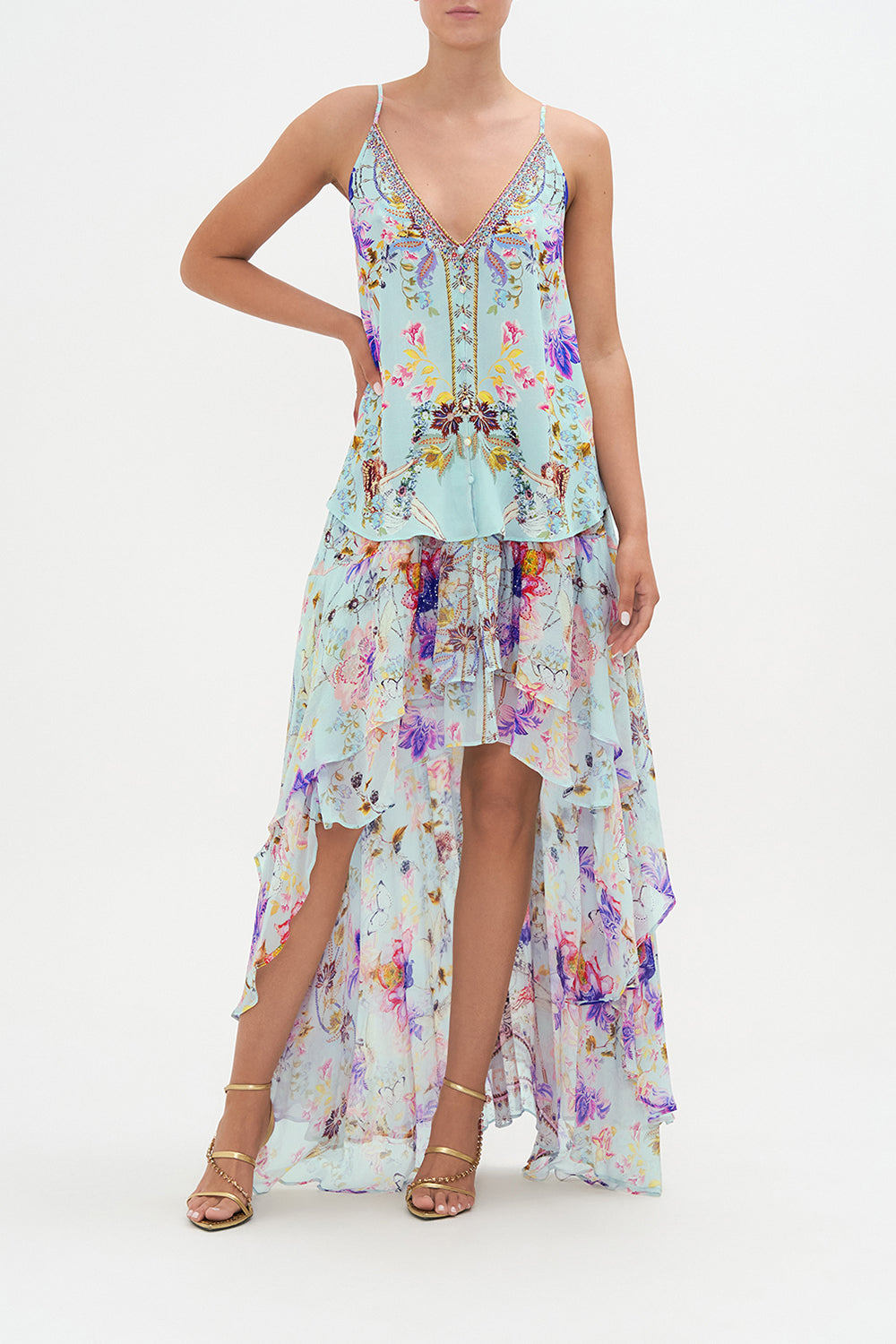 BUTTON FRONT V NECK CAMI LOVE WEB