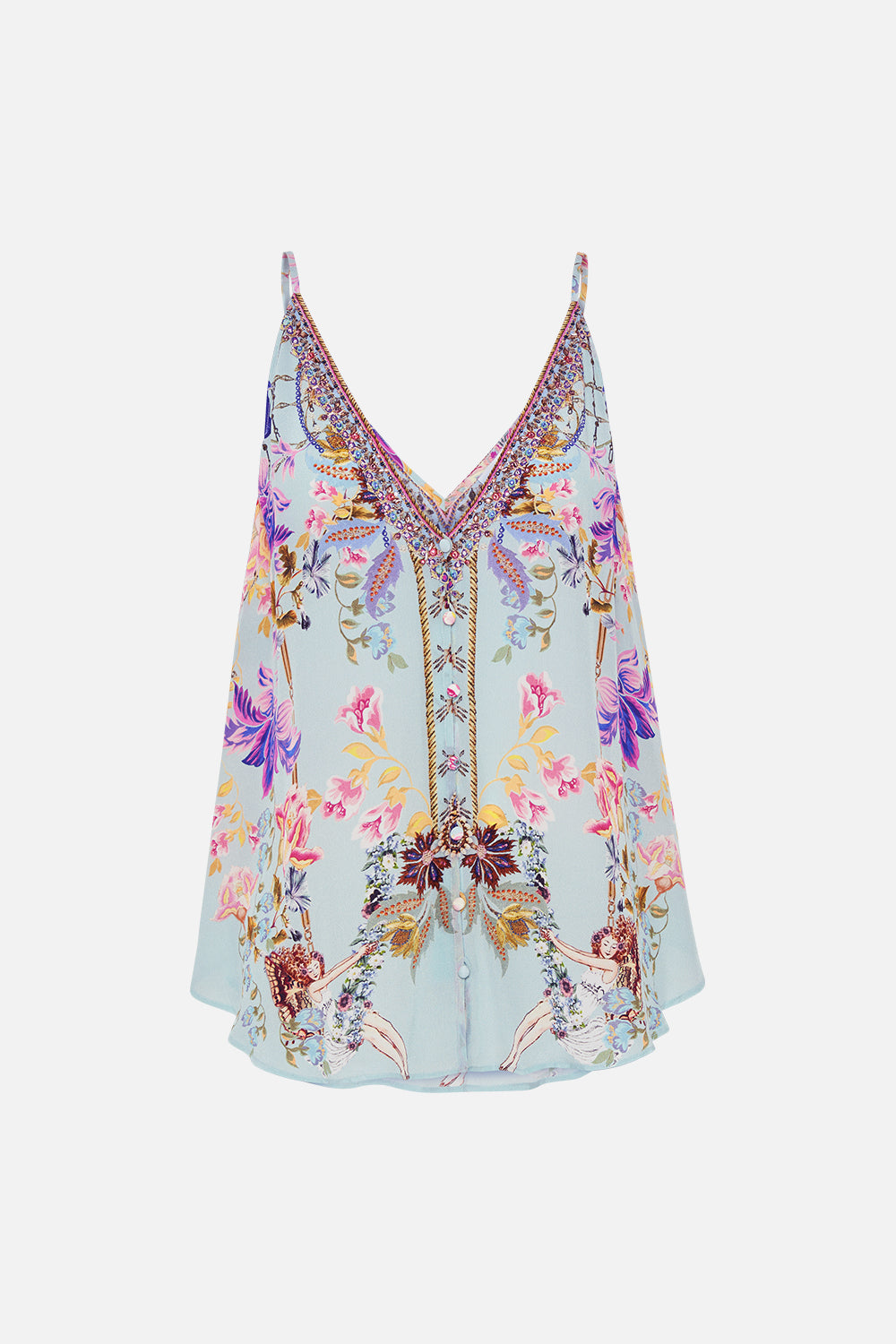 BUTTON FRONT V NECK CAMI LOVE WEB