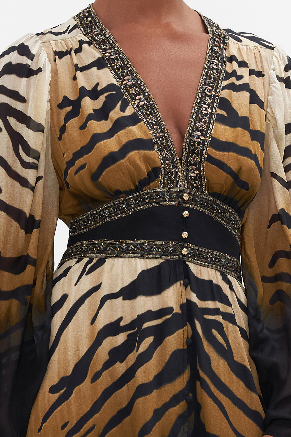 DROP SLEEVE DRESS WITH WAISTBAND TAME MY TIGER