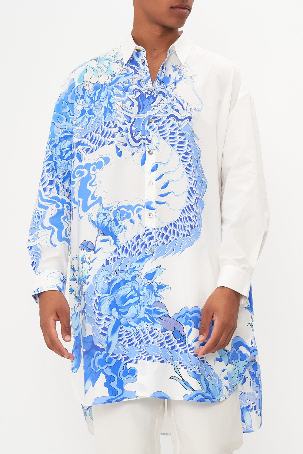 LONG LINE BUTTON UP MANTAN HEART OF A DRAGON