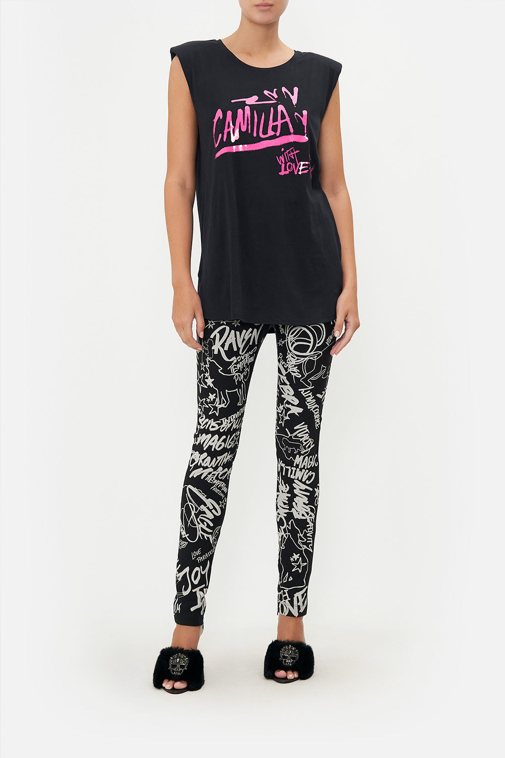 JERSEY MUSCLE TANK WITH SHOULDER PADS SPIRIT SCRIBBLE