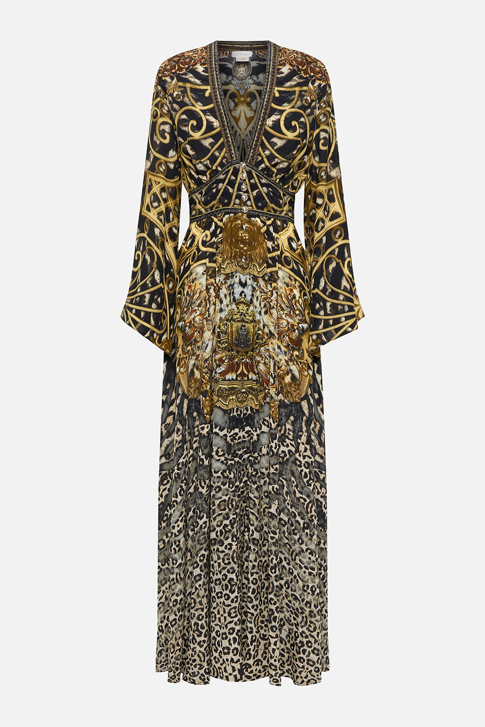 KIMONO SLEEVE DRESS WITH SHIRRING DETAIL ARMADA