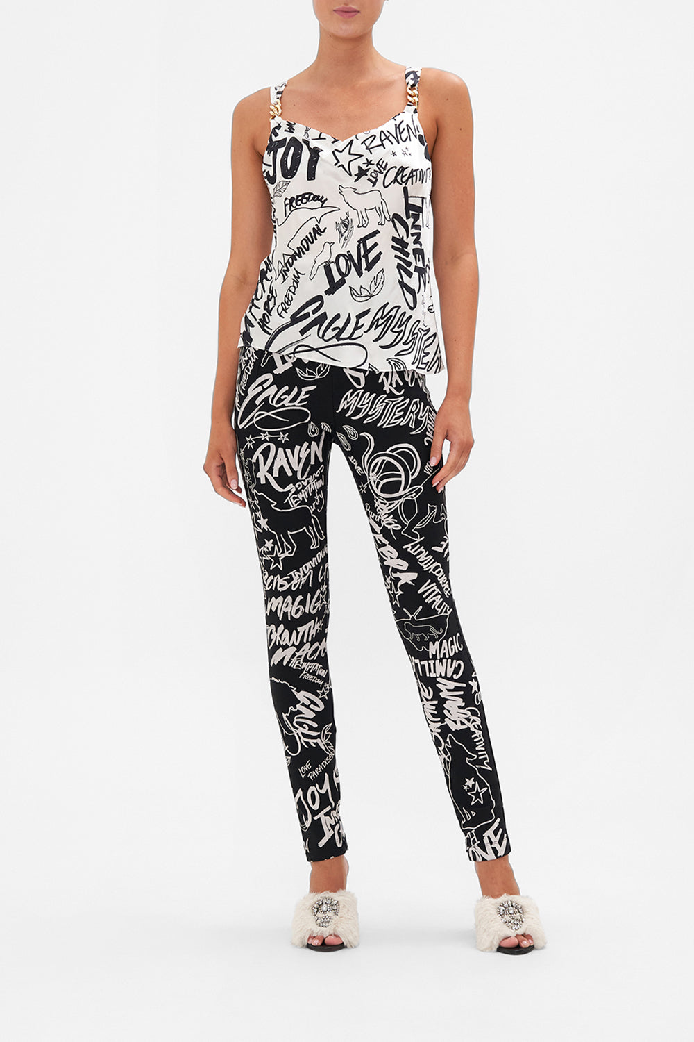 HIGH WAISTED PONTE PANT SPIRIT SCRIBBLE