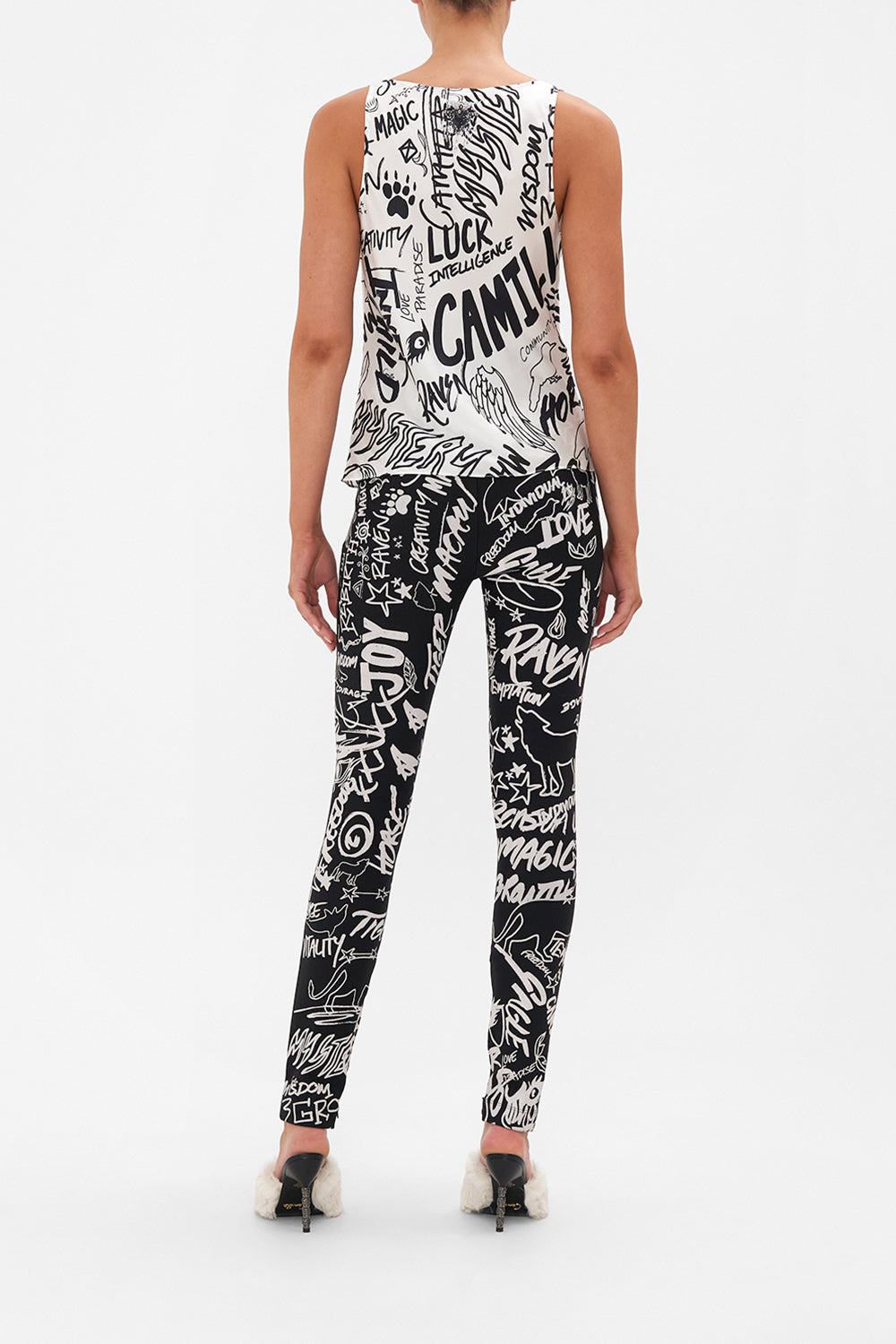 HIGH WAISTED PONTE PANT SPIRIT SCRIBBLE