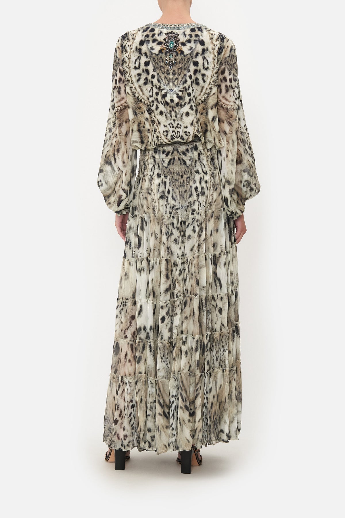 SHEER TIERED MAXI SKIRT SNOW WHISPERS