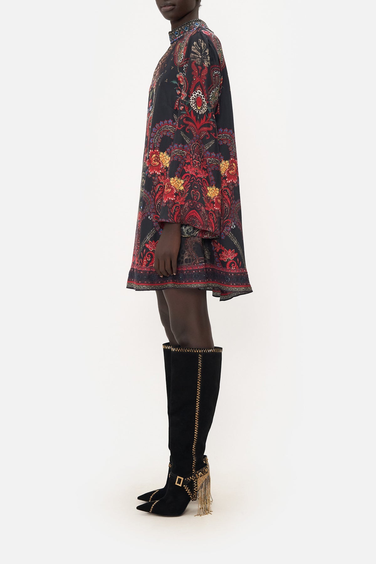 LONG SLEEVE SWING DRESS WOODSTOCK ROCK