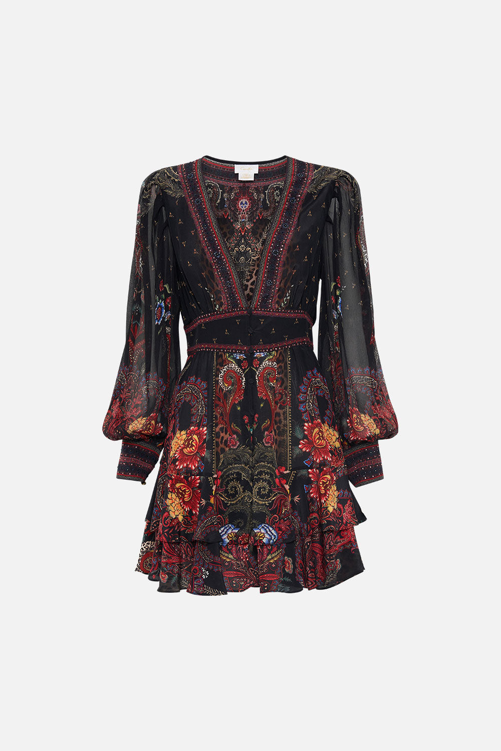 BUTTON FRONT FRILL DRESS WOODSTOCK ROCK