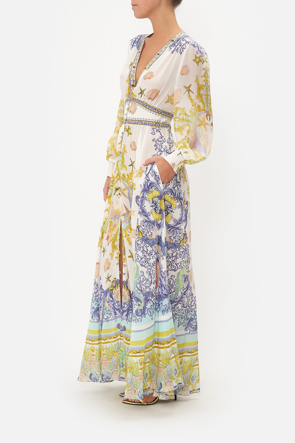 BUTTON DRESS WITH SHAPED WAISTBAND STAR OF THE SEA